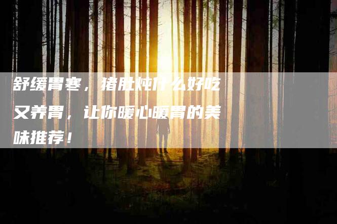舒缓胃寒，猪肚炖什么好吃又养胃，让你暖心暖胃的美味推荐！