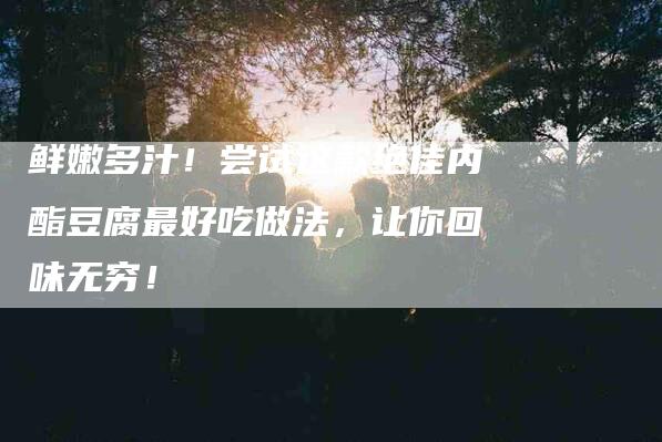 鲜嫩多汁！尝试这款绝佳内酯豆腐最好吃做法，让你回味无穷！