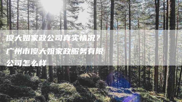 傻大姐家政公司真实情况？广州市傻大姐家政服务有限公司怎么样