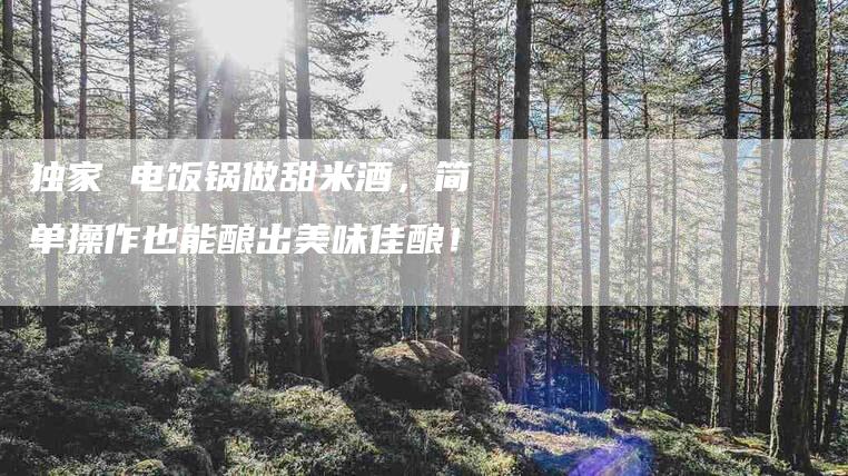 独家 电饭锅做甜米酒，简单操作也能酿出美味佳酿！-住家保姆月嫂服务_家政保洁钟点工家政服务_速上门月嫂网首页