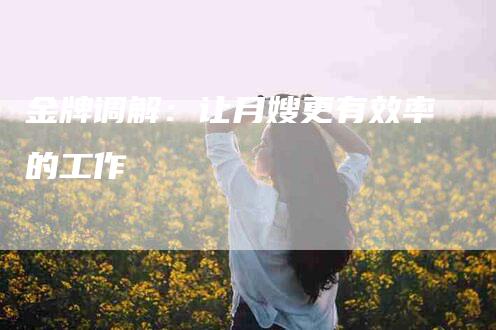 金牌调解：让月嫂更有效率的工作