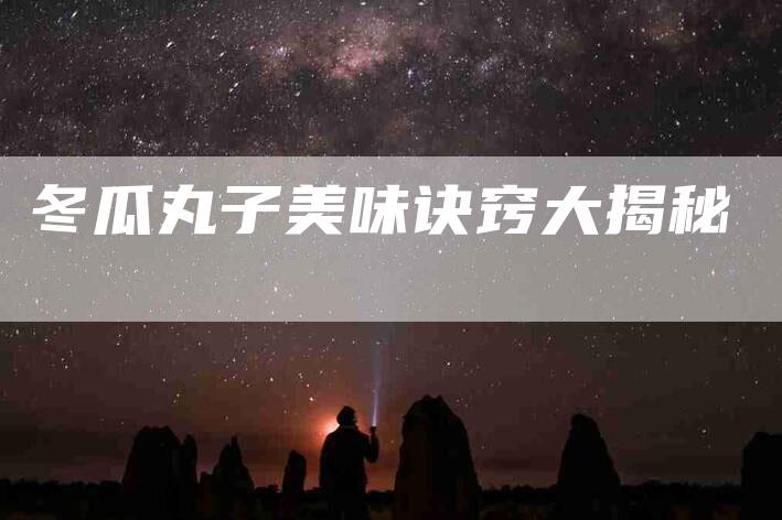 冬瓜丸子美味诀窍大揭秘