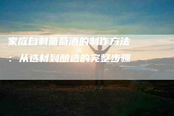 家庭自制葡萄酒的制作方法：从选材到酿造的完整步骤